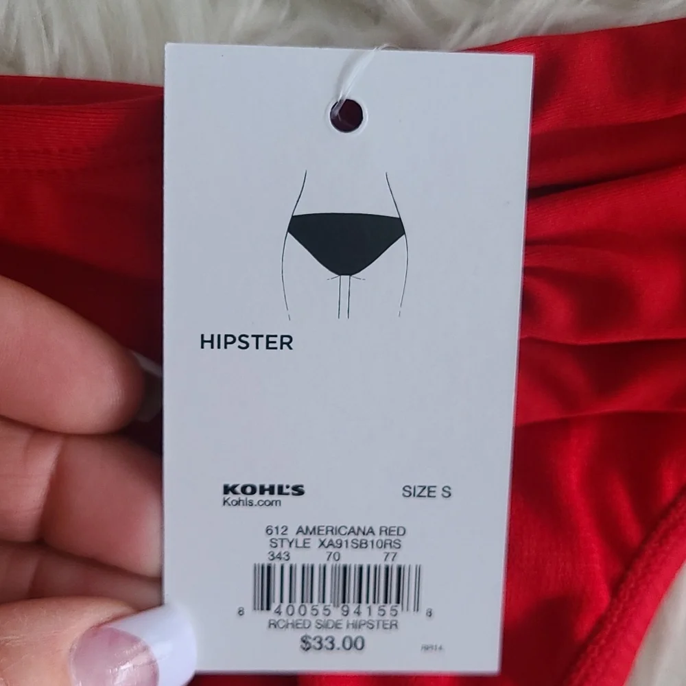 Apt.9  Hipster Swim Bottom  NWT.        Size Small.   Red - Picture 5 of 6